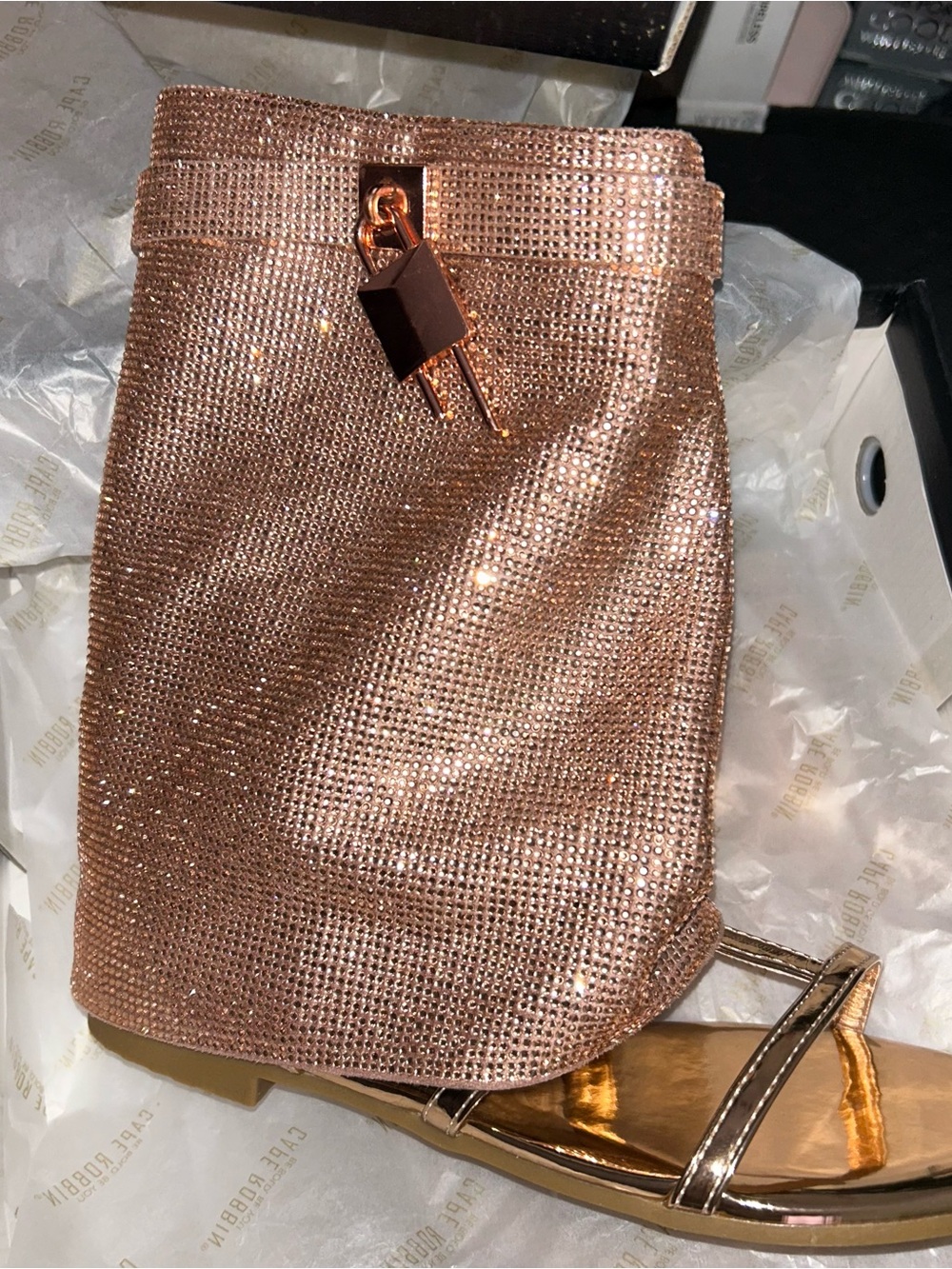 Cape Robbin Rose Gold Sequin Mini Skirt